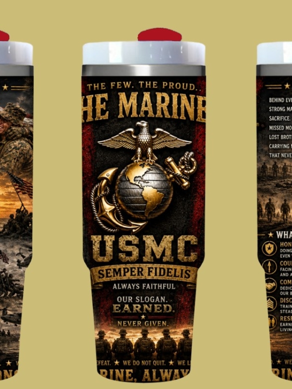 USMC Semper Fidelis Travel Tumbler - Black & Gold